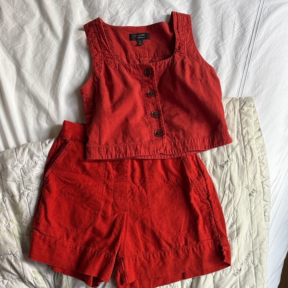 Banana Republic Pants - Rust Button-Up Crop Top and Shorts Set